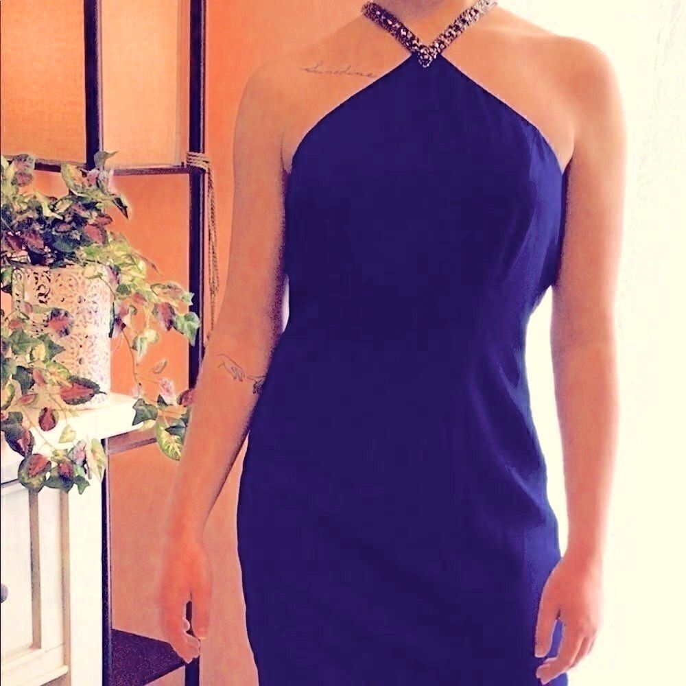 CARMEN MARC VALVO INFUSION ROYAL BLUE DRESS 8 NWT